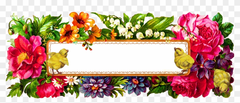 Easter Chicks Flower Label Digital Image - Flower Photo Frame Design Png Clipart
