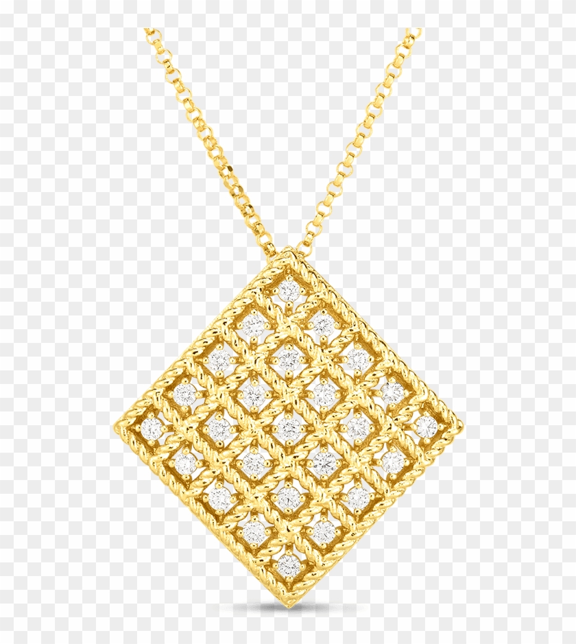 18k Gold & Diamond Byzantine Barocco Medium Pendant - Roberto Coin Jewlery Clipart #4021582