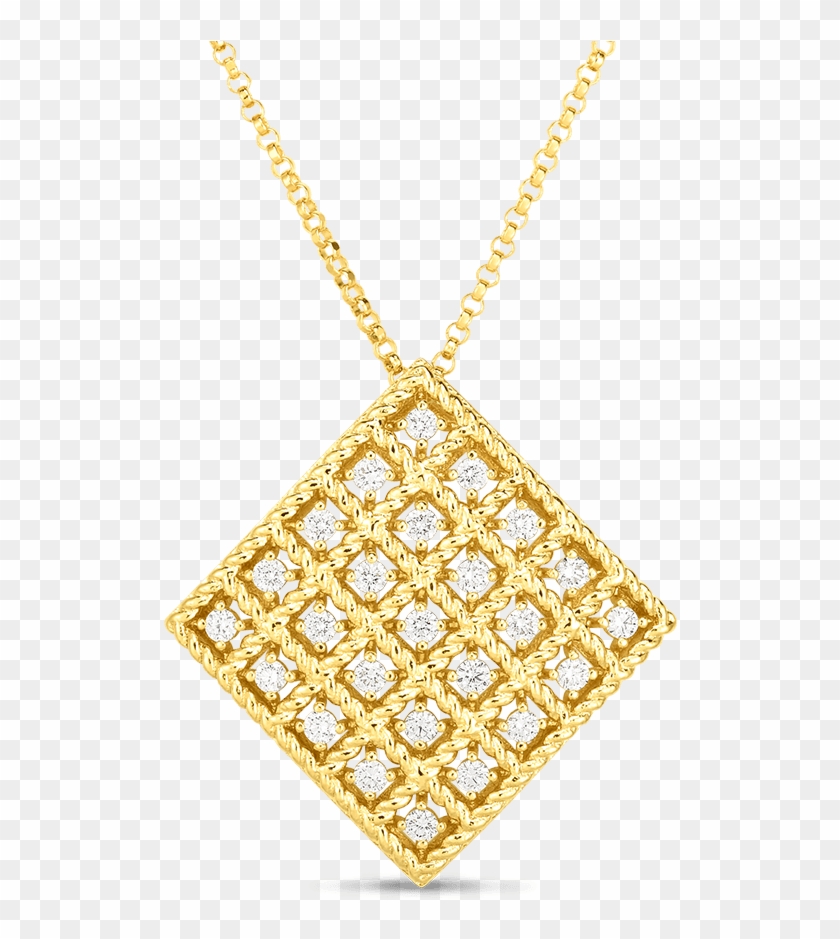 18k Gold & Diamond Byzantine Barocco Medium Pendant - Roberto Coin Jewlery Clipart