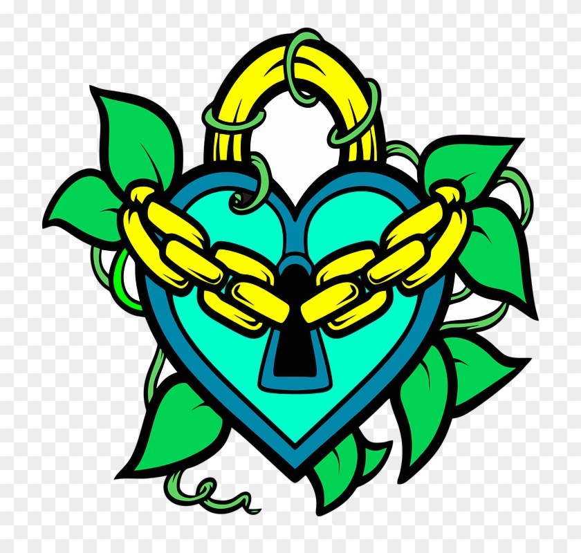 Lock Padlock Love Security Secure Locked Heart - Heart With Lock Coloring Pages Clipart