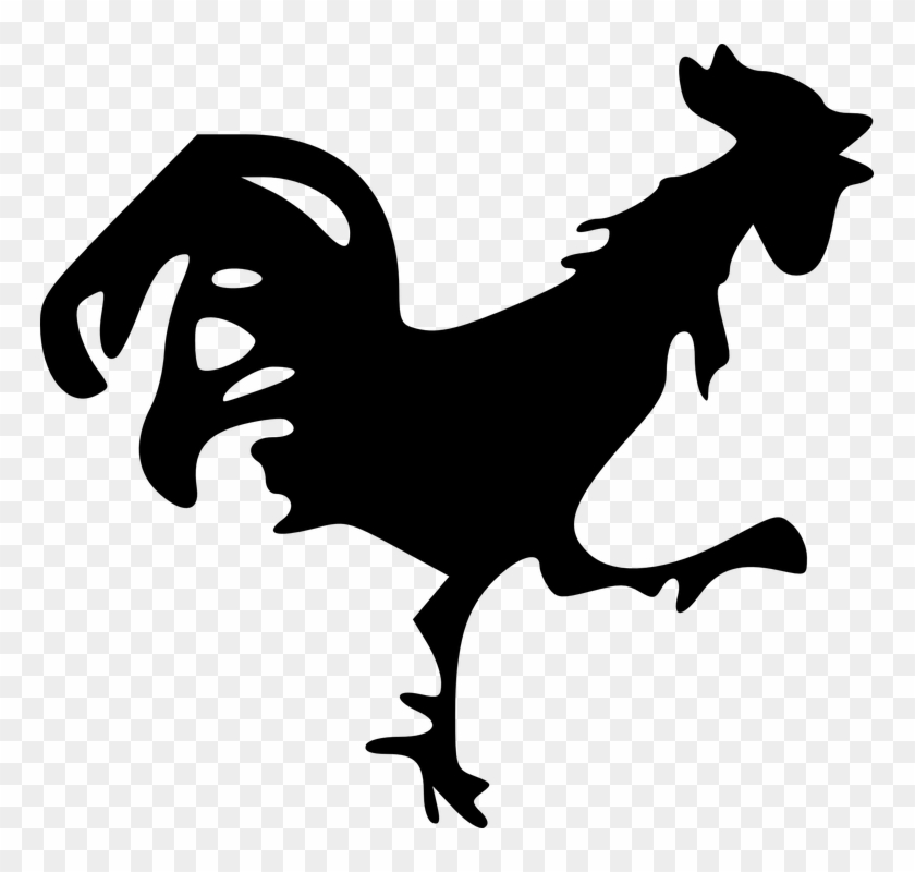 Cock Chicken Black Silhouette Animal Farm Animal - Chicken Clip Art - Png Download #4023679