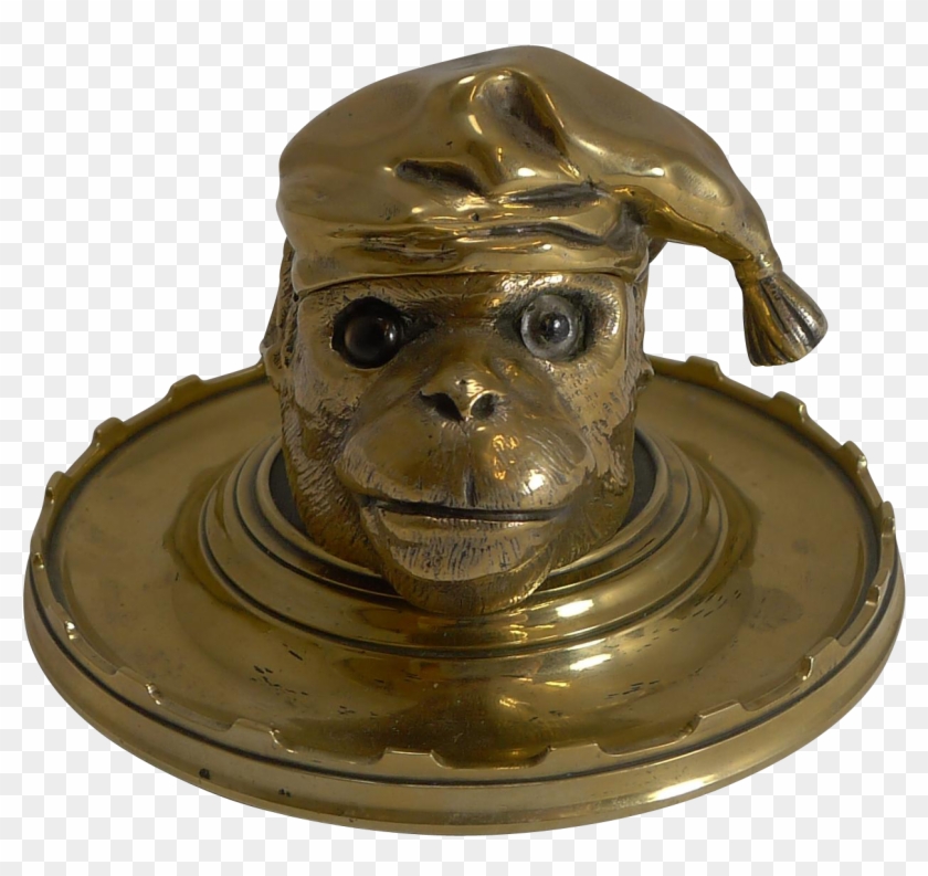 Antique English Figural Inkwell - Bronze Sculpture Clipart