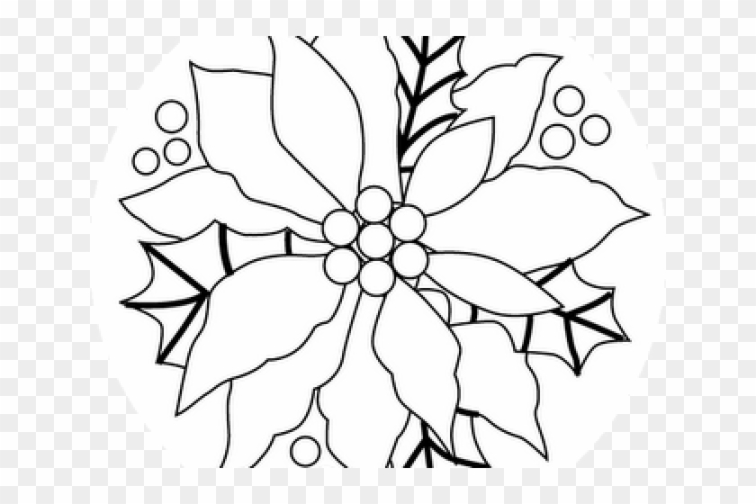 Poinsettia Clipart Black And White - Flores Bonitas Para Colorear - Png Download