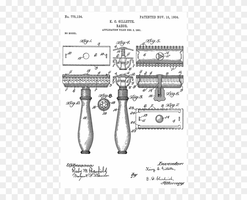 2 Evolution Of Shaving Safety Razor Gillette - Gillette Safety Razor Patent Clipart #4026787