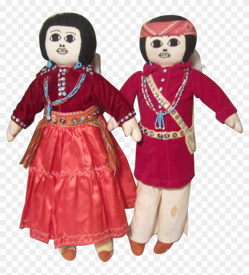 Navajo Pair Handcrafted Vintage Souvenir Cloth Indian Clipart