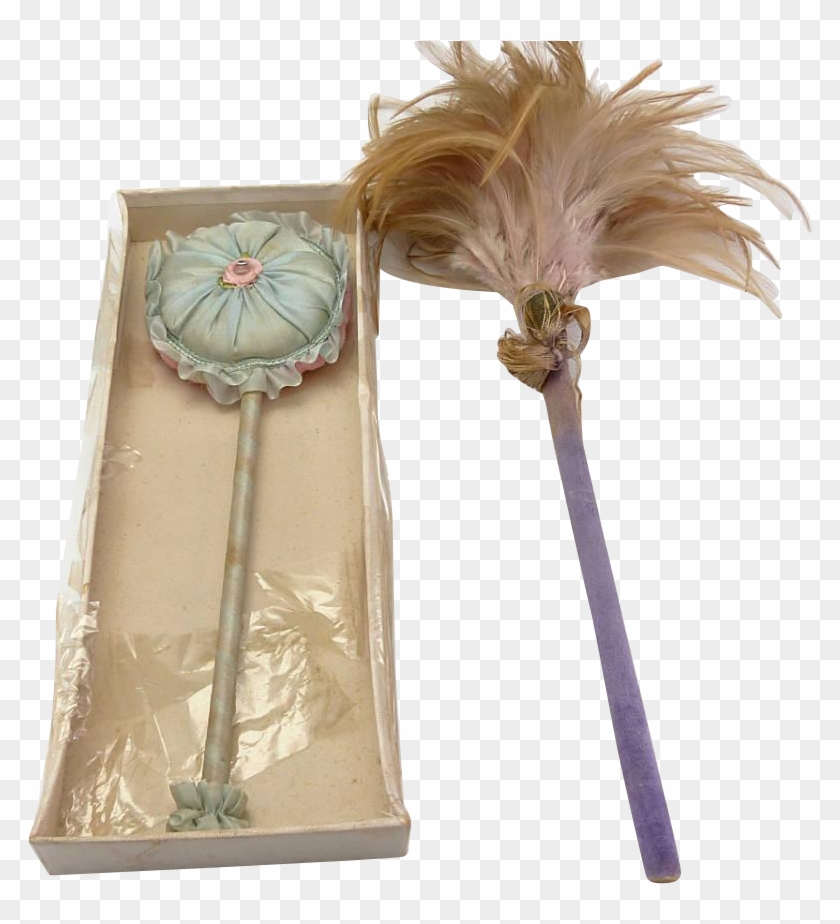 Vintage Pincushion Doll Powder And Feather Wand - Floral Design Clipart #4027763