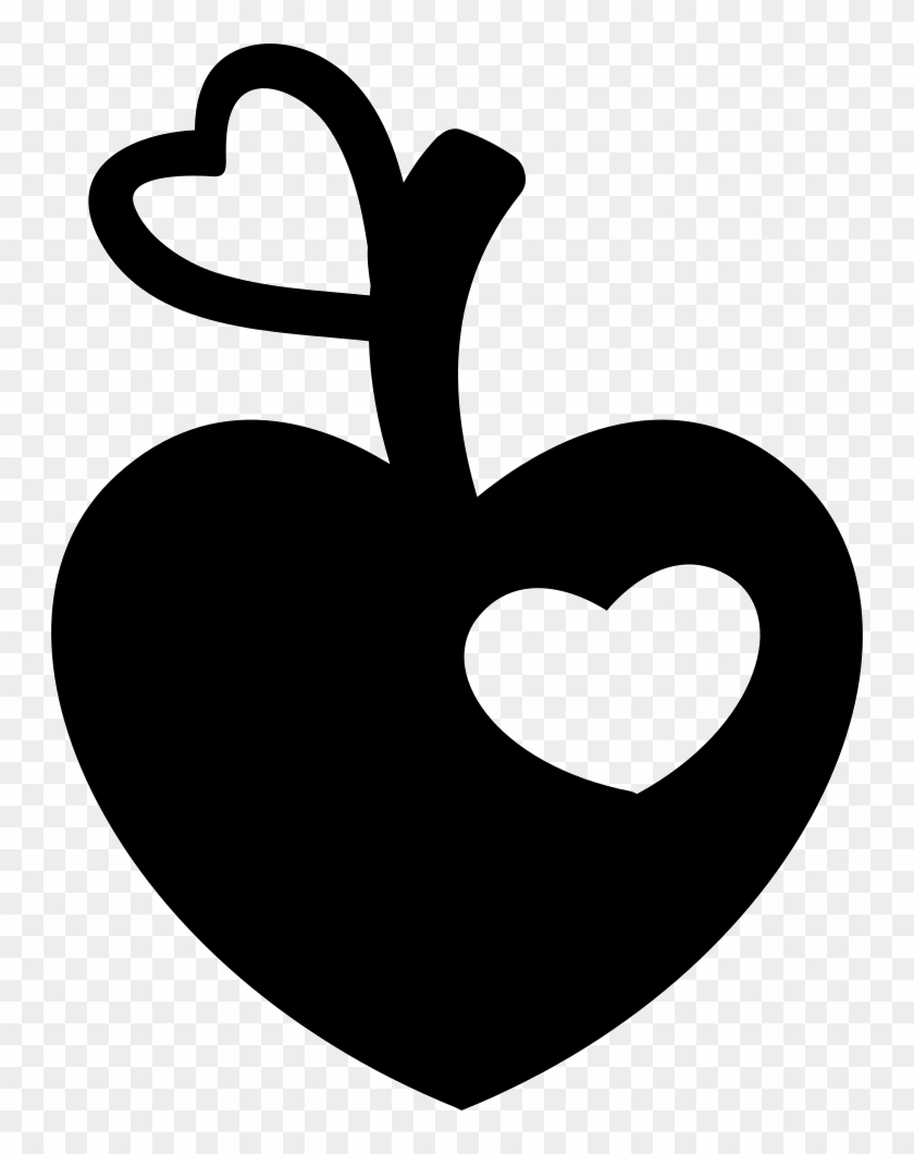 Heart Shaped Apple With Heart Bite And Heart Leaf Shape - Heart Shaped Apple Svg Clipart