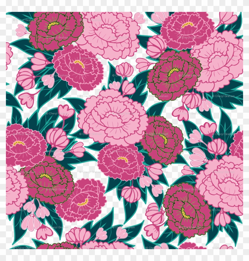 1038 Flowers Peonies Lt Dk - Common Zinnia Clipart