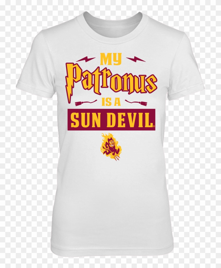 My Patronus Is A Sun Devil From Arizona State - White Marvel Logo T Shirt Clipart