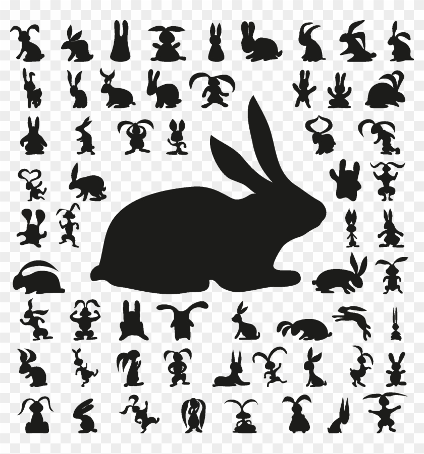 Cute Bunny Silhouettes - Bunny Vector Free Clipart #4035572