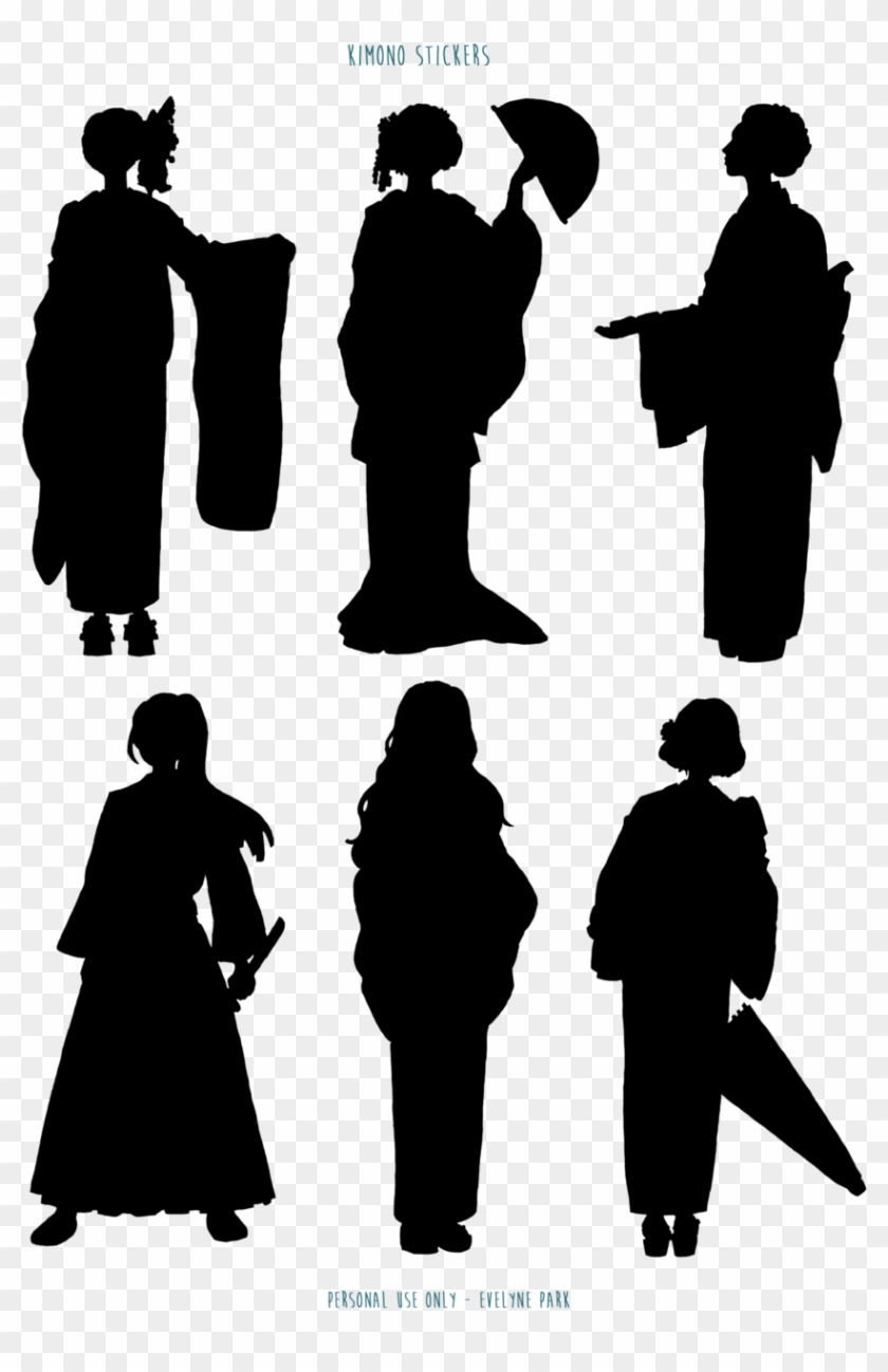 Kimono Girls Printable - Silhouette Clipart #4035819