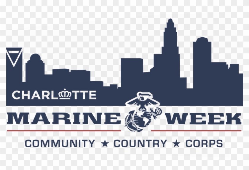 Charlotte Skyline Silhouette Png - Eagle Globe And Anchor Clipart
