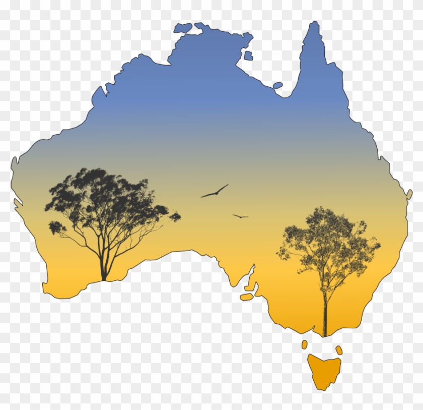Silhouette Australia Gum Trees - Map Of Australia Blue Clipart #4036799
