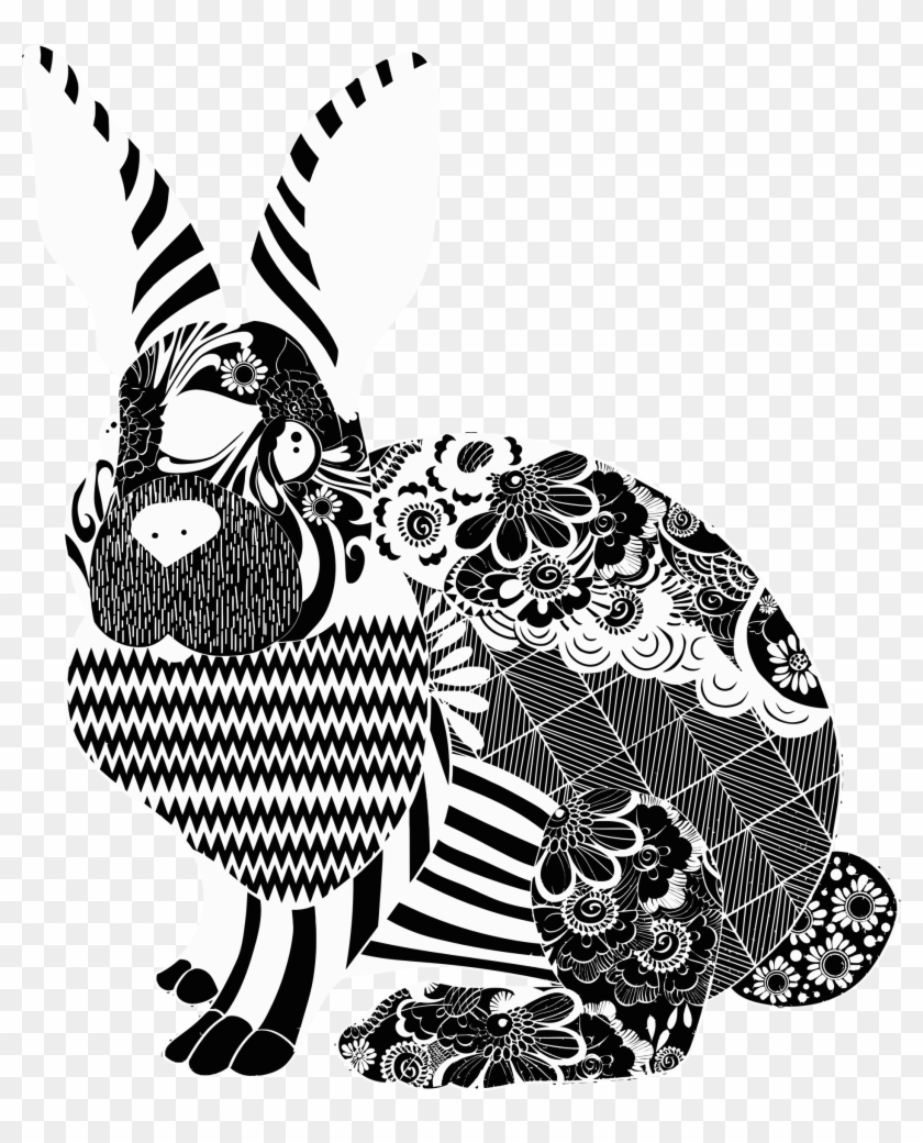 This Free Icons Png Design Of Floral Rabbit Silhouette - Rabbit Clipart