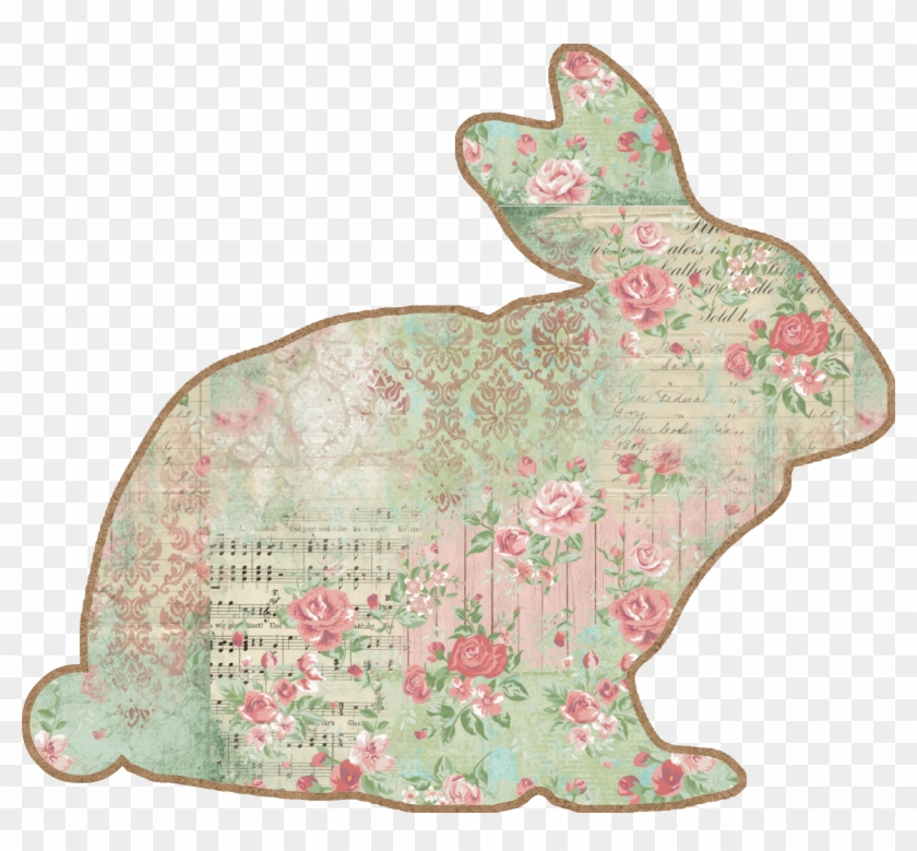 Cottage Chic Easter Rabbit Tags Cutecrafting - Bunny Shape Transparent Background Clipart