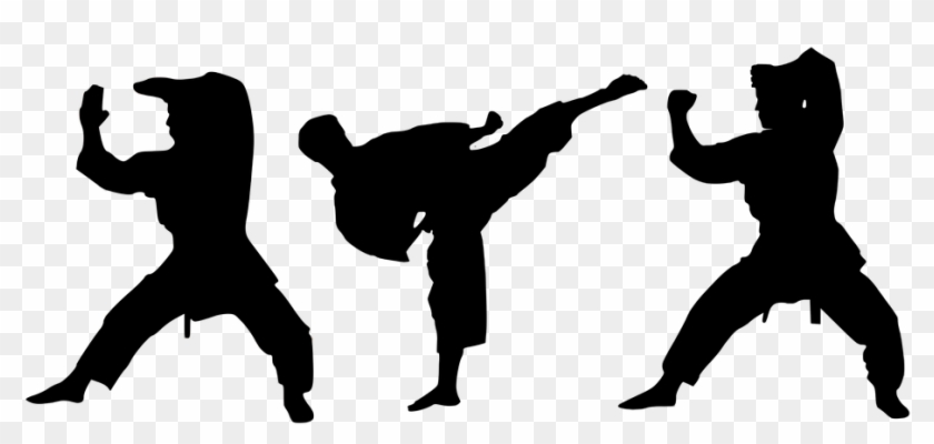 Karate Sport Training Silhouette Defence Martial - Black And White Karate Clipart #4037090