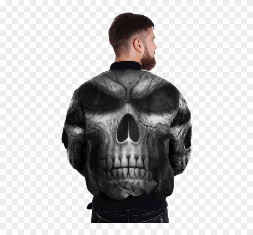 Com Black Silhouette Skull Over Print Jacket %tag - Jacket Clipart #4037412