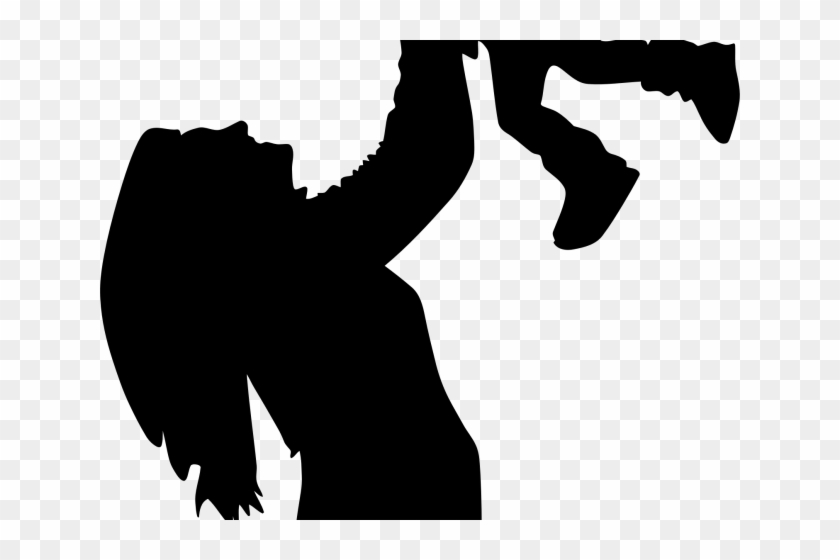 Silhouette Of Mother And Son Clipart #4038187