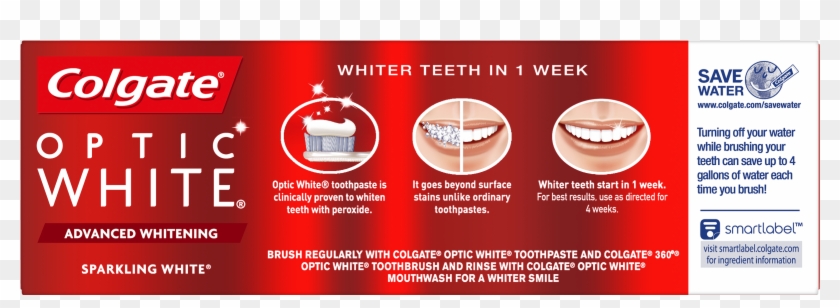 Colgate Optic White Whitening Toothpaste, Sparkling - Colgate Clipart #4041053