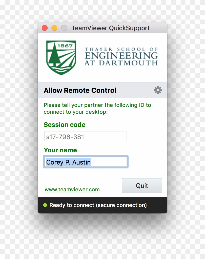 Now That You Have Teamviewer Installed And Running, - Thayer School Of Engineering Clipart #4041359