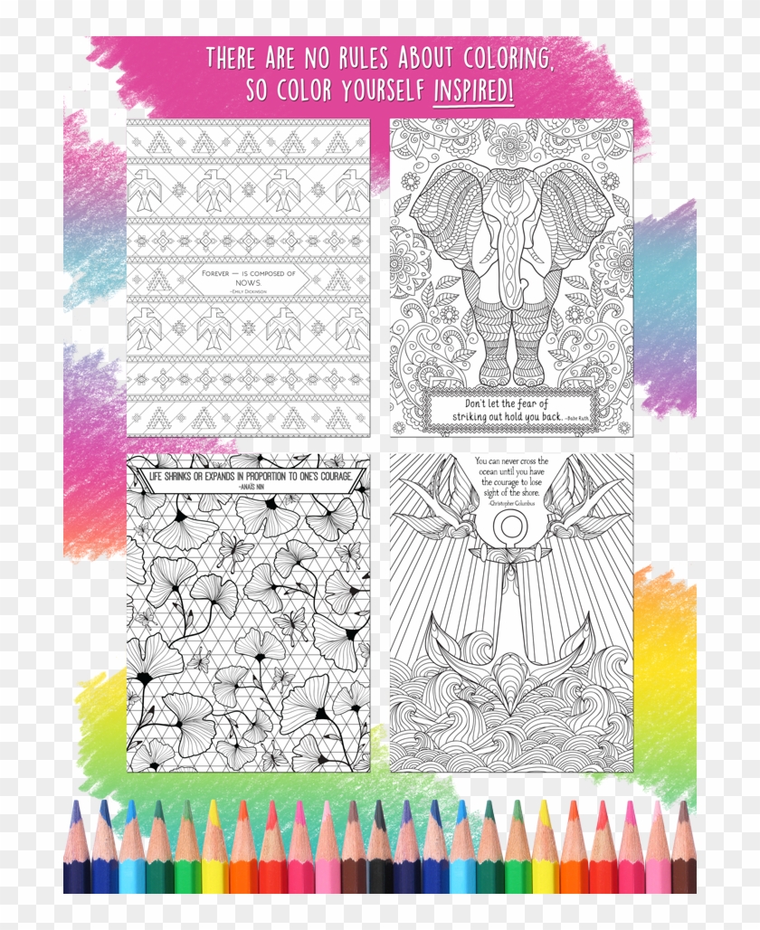 Inspirational Coloring Book Inside Page Examples - Colored Pencils Clipart #4044991
