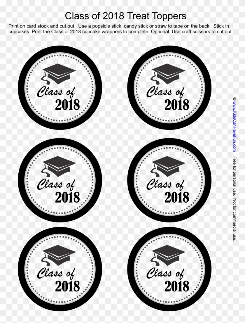 Class Of 2018 Cupcake Toppers - Free Printable Graduation Cupcake Toppers 2018 Clipart #4045901