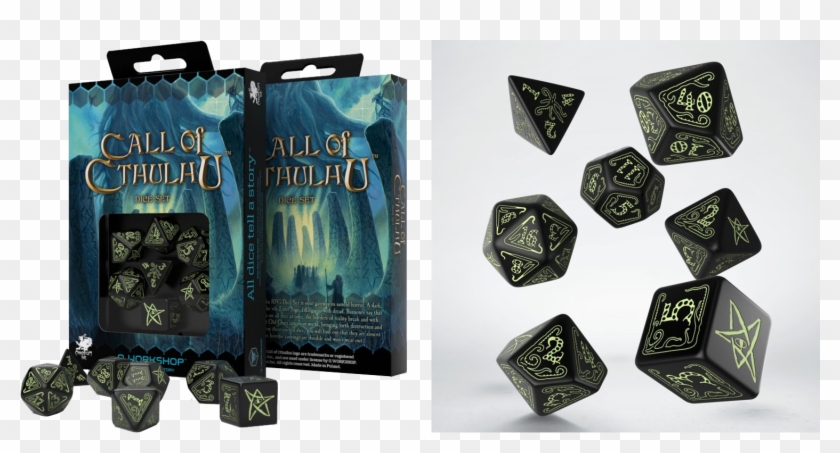 Q Workshop Call Of Cthulhu Black/glow In Dark 7 Die - Call Of Cthulhu Glow In The Dark Dice Clipart #4048498