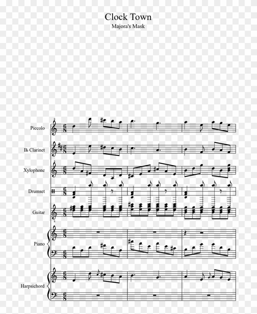Majora's Mask Sheet Music For Clarinet, Piano, Piccolo, - Jealous Labrinth Vocal Sheet Music Clipart
