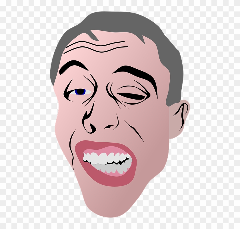 Wrinkled Face Distorted Pain Teeth Man Old Grey - Ugly Face Cartoon Png Clipart