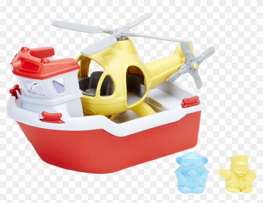 Rescue Boat And Helicopter Set - Green Toys Rescue Boat With Helicopter Clipart #4050282