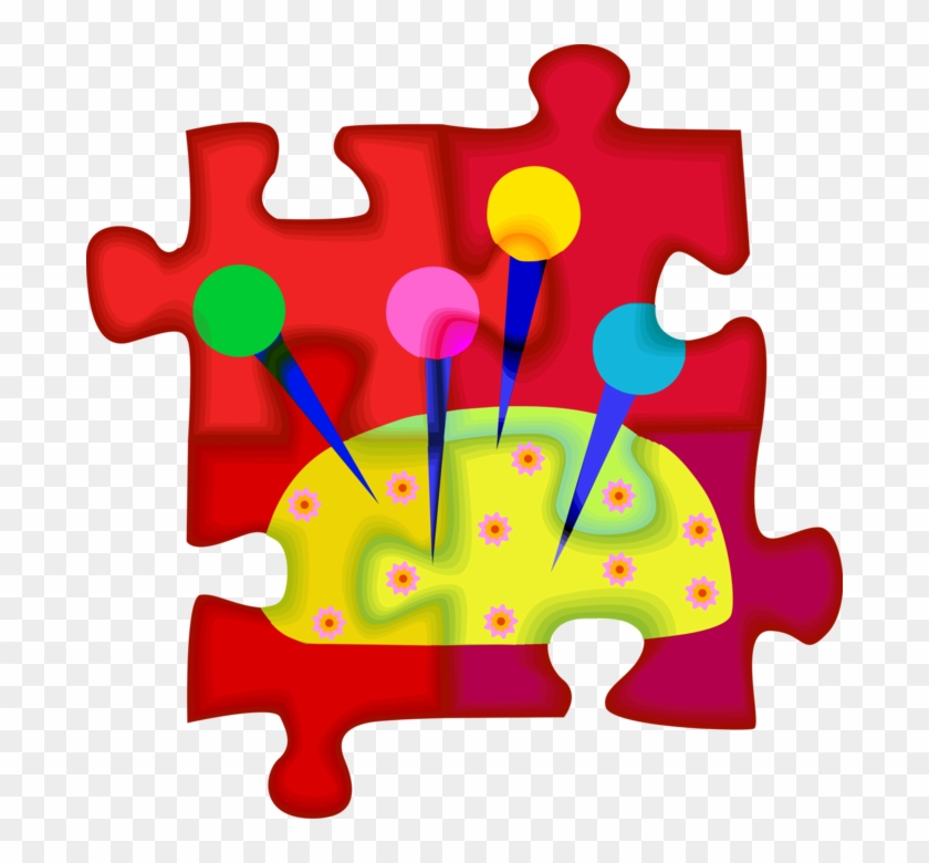 Vector Illustration Of Sewing Pin Cushion With Needles Clipart