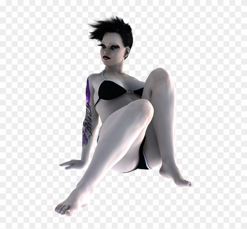 Tattoo Lady Pose 3d Render People Woman Girl - Girl Clipart #4052170