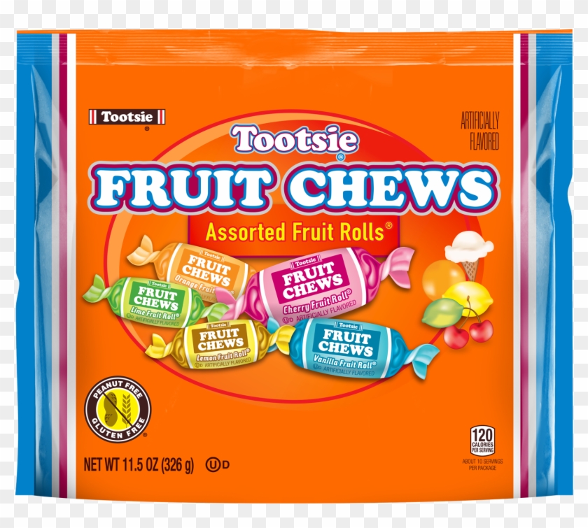 Tootsie Fruit Chews Assorted Fruit Flavored Rolls, - Candy Clipart