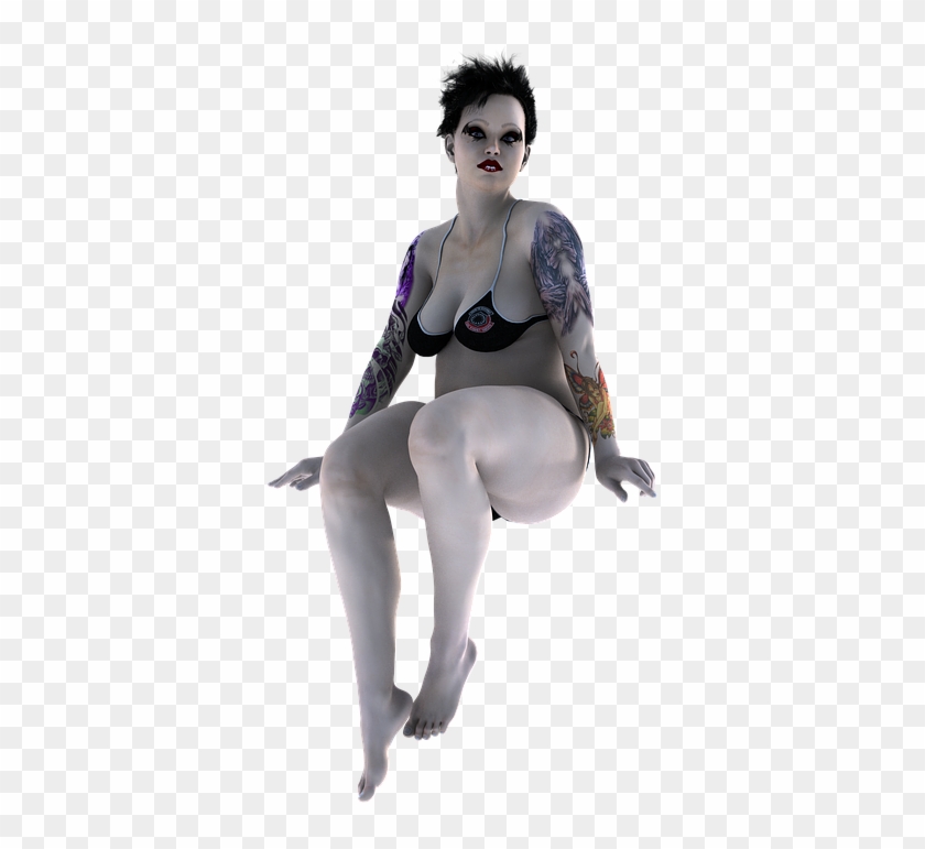 Tattoo Lady Pose 3d Render People Woman Girl - Tights Clipart #4052585
