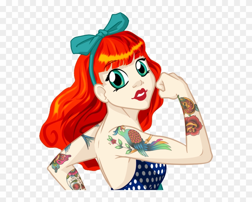 Tattoo Girl Stickers - Illustration Clipart #4053153