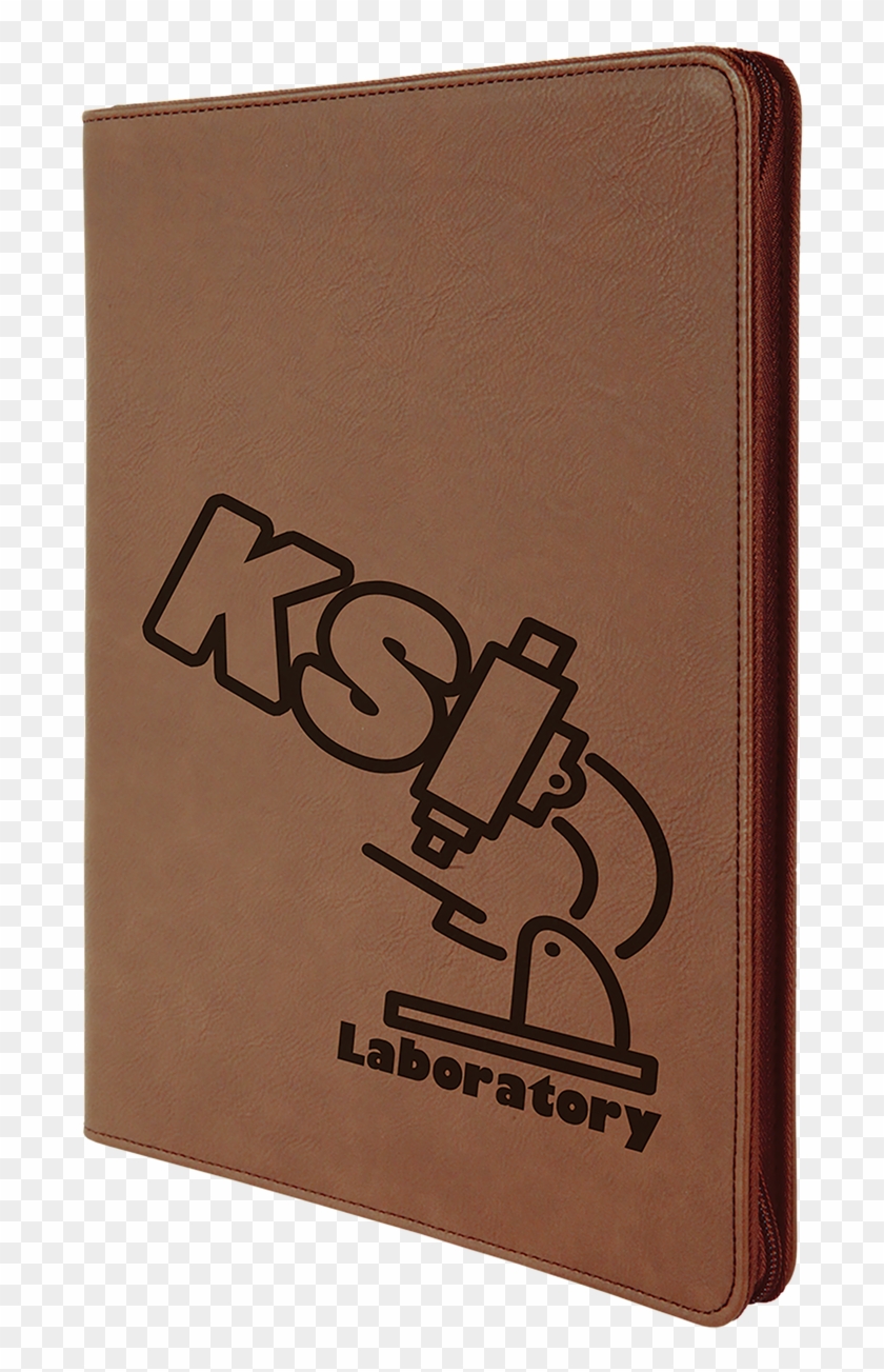 Dark Brown Leatherette Portfolio W/ Zipper With Custom - Wallet Clipart
