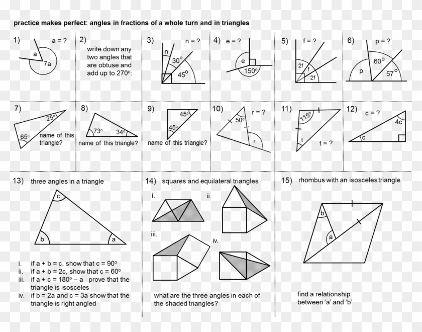 Angles In A Whole Turn And In Triangles - Angles W Geometry Clipart