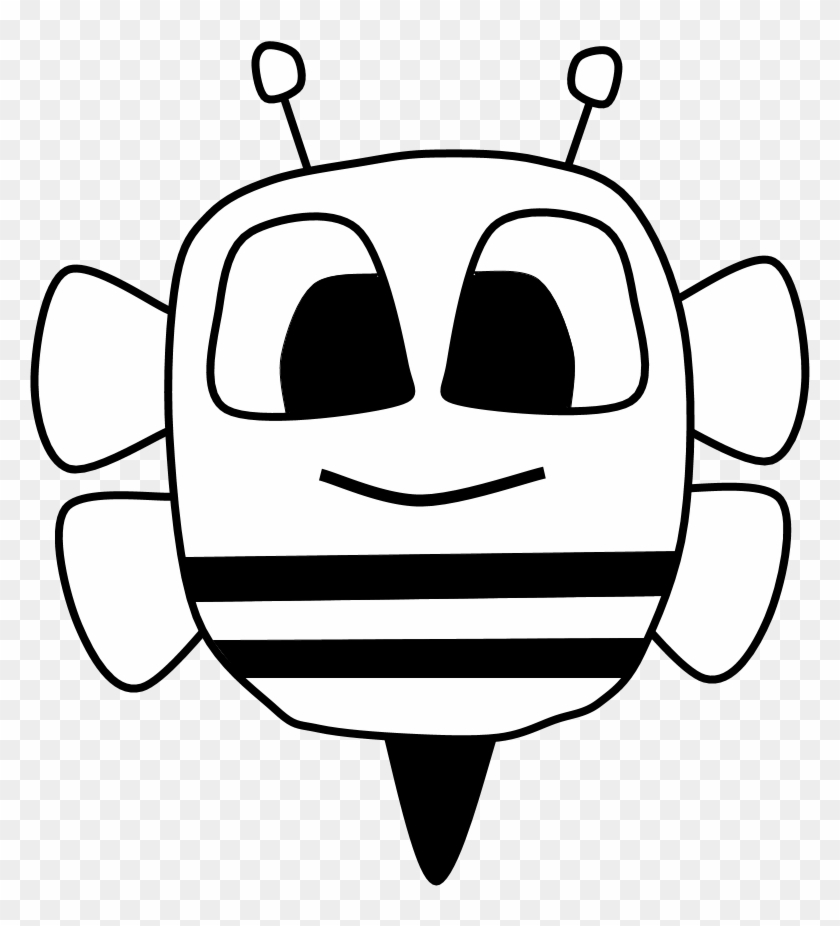 Bee, Big Eyes, Black And White, Cartoon Animal, Png - Cartoon Clipart #4058015