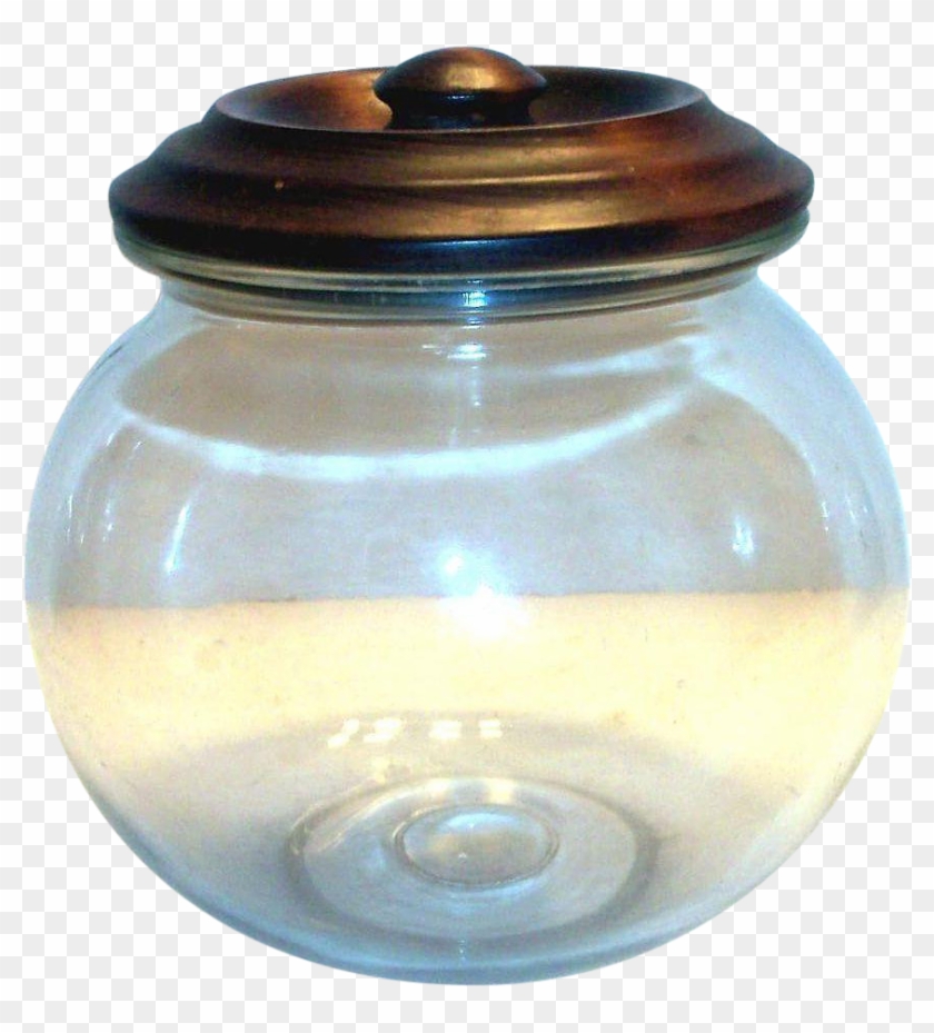 Vintage Round Glass Candy Jar With A Wooden Lid - Pottery Clipart