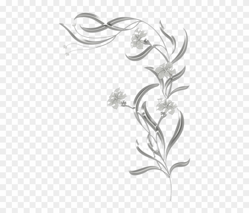 Victorian,art - Black And White Flower Vines Clipart
