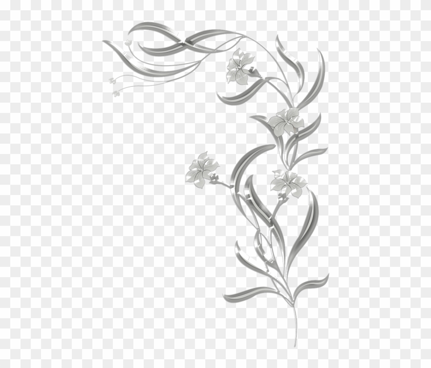 Victorian,art - Black And White Flower Vines Clipart #4060138