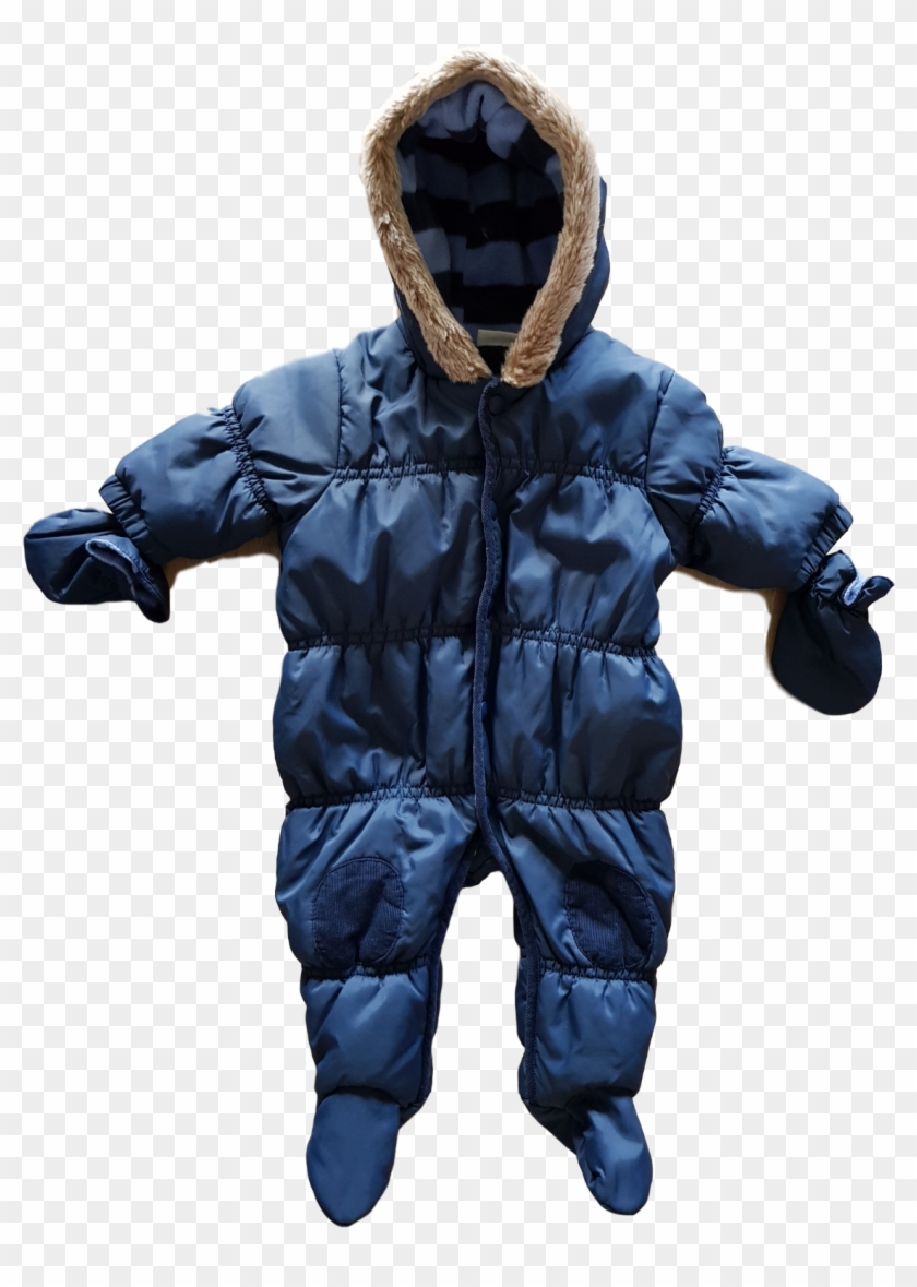 Next Baby 0-3 Mths Blue Pramsuit Snowsuit Hooded Winter - Hoodie Clipart #4060413