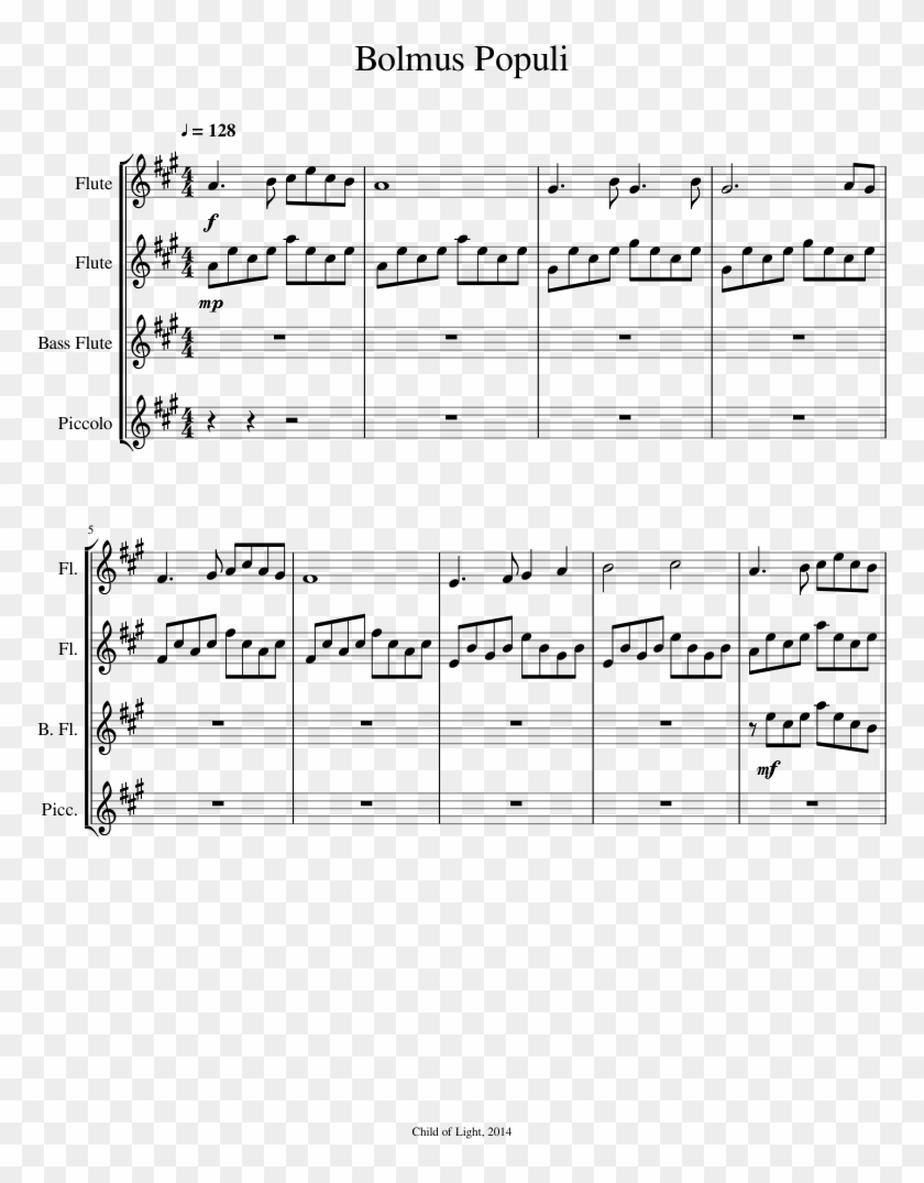 Bolmus Populi Sheet Music 1 Of 4 Pages - Child Of Light Sheet Music Flute Clipart #4060866