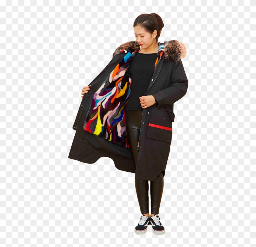 Fashion Women Parka 85cm Long Anorak Jacket Raccoon - Girl Clipart #4060931