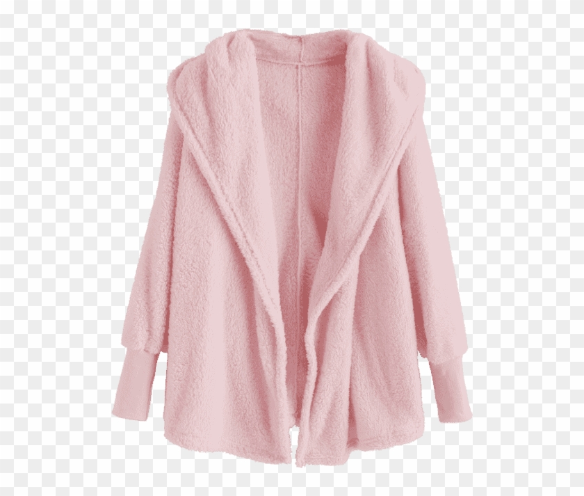 Pink Autumn And Winter No Solid Hooded Full Long Wide-waisted - Cardigan Clipart #4061247