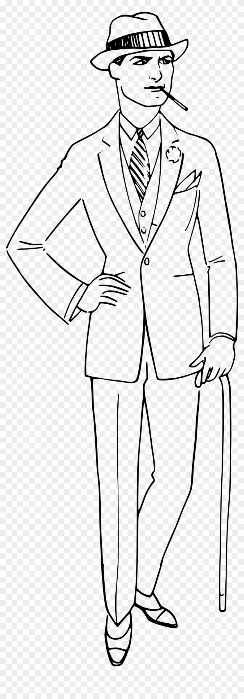 This Free Icons Png Design Of Man In A White Suit - Clip Art Black And White Man Transparent Png #4063072