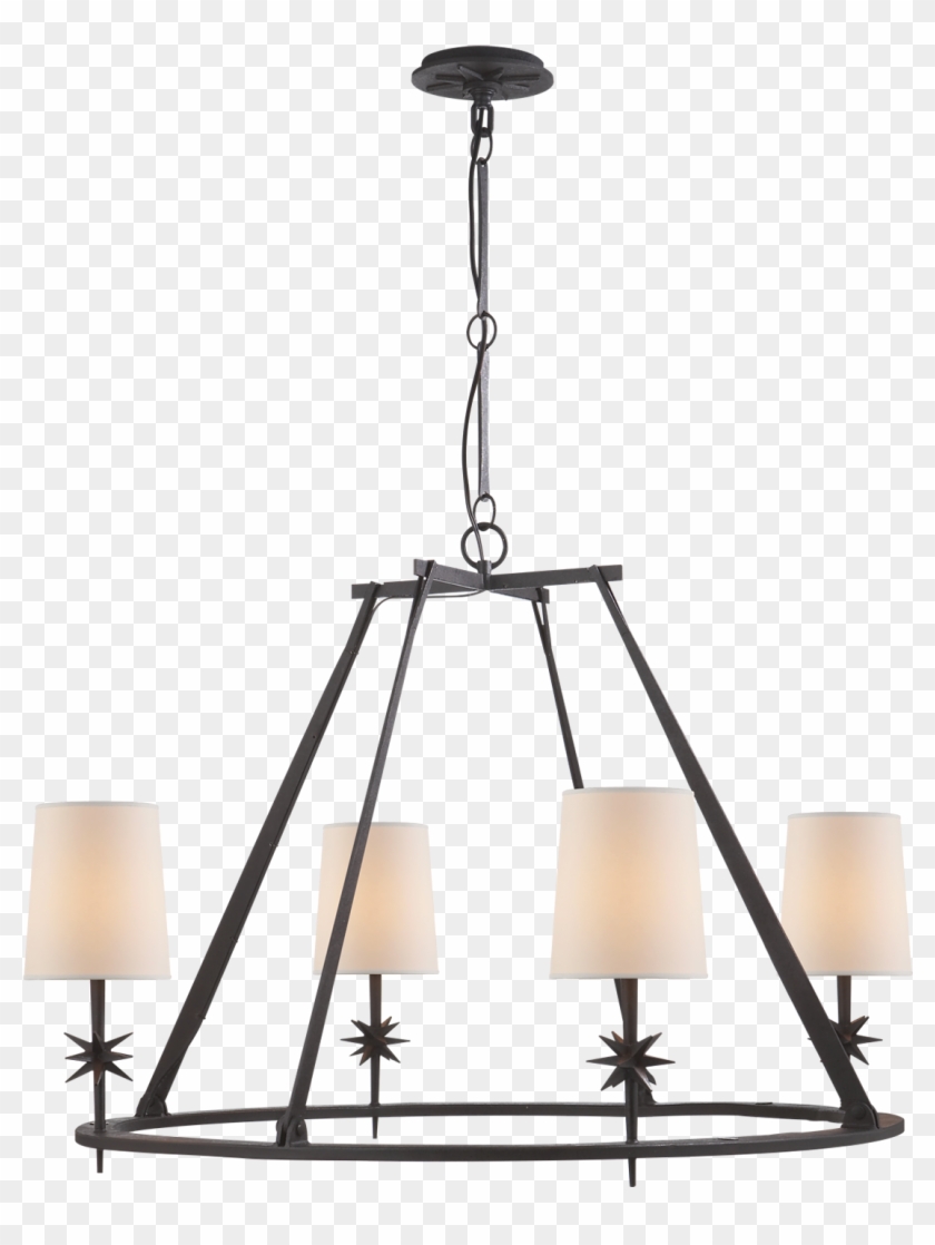 Etoile Round Chandelier In Gilded Iron With Natural - Round Iron Chandelier With Shades Clipart #4065640