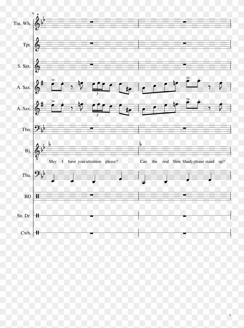 The Real Slim Shady Sheet Music Composed By Nathan - Real Slim Shady Clarinet Clipart #4065781