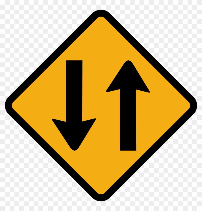Two Way Traffic Sign Direction Png Image - Lane Ends Merge Left Sign Clipart
