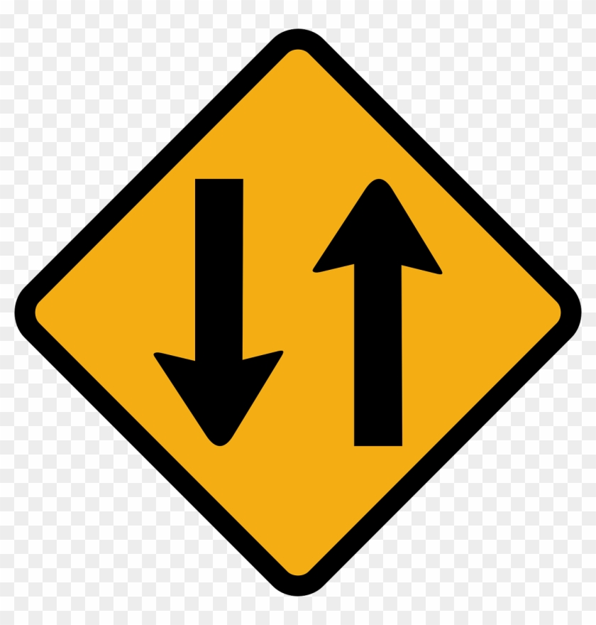 Two Way Traffic Sign Direction Png Image - Lane Ends Merge Left Sign Clipart #4066587